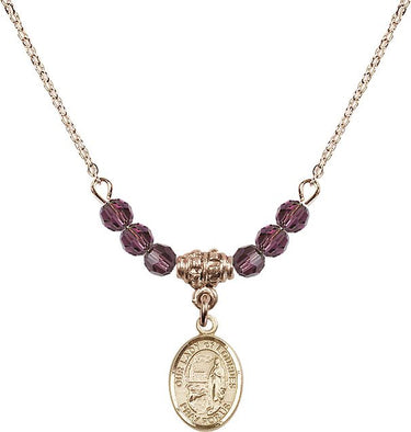 Our Lady of Lourdes Birthstone Necklace | 1/2 inch | 4mm Beads