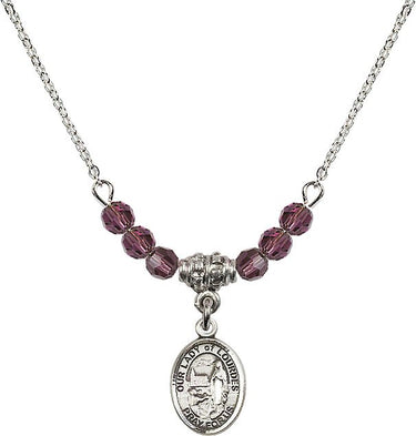 Our Lady of Lourdes Birthstone Necklace | 1/2 inch | 4mm Beads