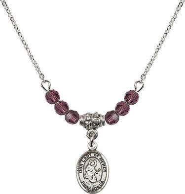Our Lady of Mercy Birthstone Necklace | 1/2 inch | 4mm Beads
