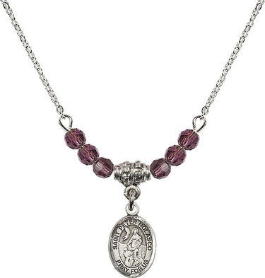 Saint Peter Nolasco Birthstone Necklace | 1/2 inch | 4mm Beads