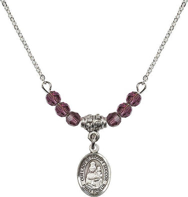 Our Lady of Prompt Succor Birthstone Necklace | 1/2 inch | 4mm Beads
