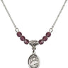 Saint Pius X Birthstone Necklace | 1/2 inch | 4mm Beads  Amethyst Sterling Silver