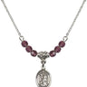 Saint Roch Birthstone Necklace | 1/2 inch | 4mm Beads  Amethyst Sterling Silver