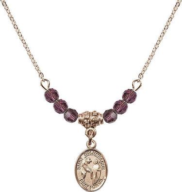 Saint Columbanus Birthstone Necklace | 1/2 inch | 4mm Beads