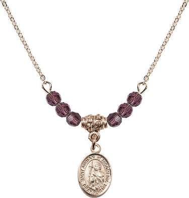 Collar con piedra natal de San Adrián de Nicomedia | 1/2 pulgada | Cuentas de 4 mm