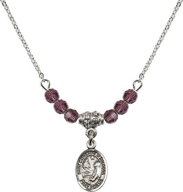 Collar de Santa Catalina de Bolonia con piedra natal | 1/2 pulgada | Cuentas de 4 mm