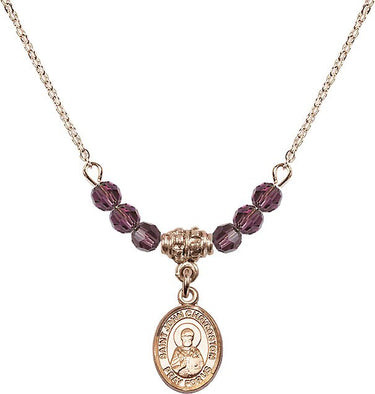 Collar con la piedra natal de San Juan Crisóstomo | 1/2 pulgada | Cuentas de 4 mm