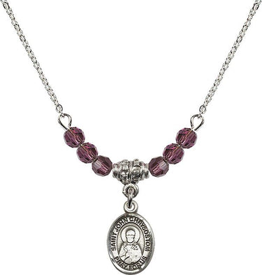 Collar con la piedra natal de San Juan Crisóstomo | 1/2 pulgada | Cuentas de 4 mm