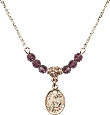 Collar con piedra natal de Santa Paula | 1.27 cm | Cuentas de 4 mm