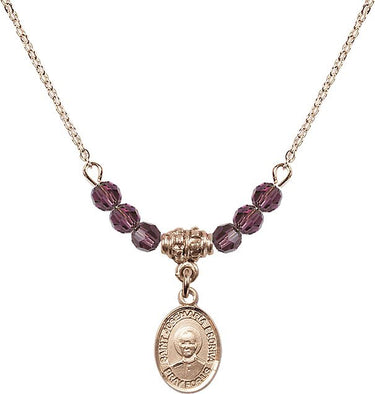 Collar de San Josemaría Escrivá con piedra de nacimiento | 1/2 pulgada | Cuentas de 4 mm