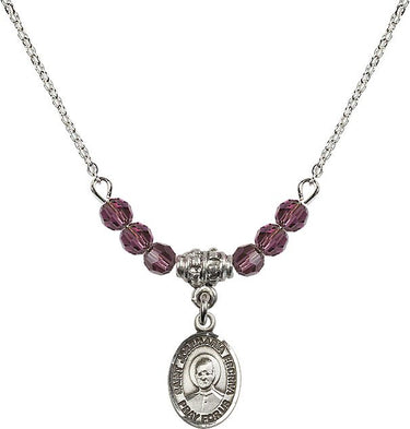 Collar de San Josemaría Escrivá con piedra de nacimiento | 1/2 pulgada | Cuentas de 4 mm