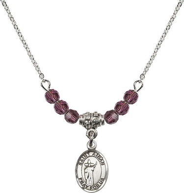 Saint Aidan of Lindesfarne Birthstone Necklace | 1/2 inch