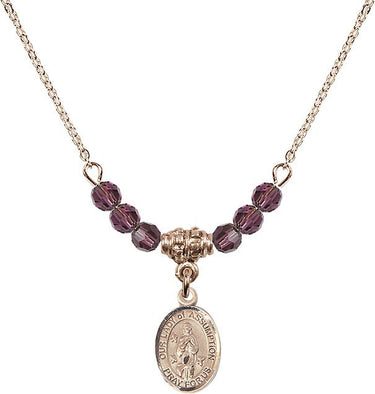 Our Lady of Assumption Birthstone Necklace | 1/2 inch | 4mm Beads