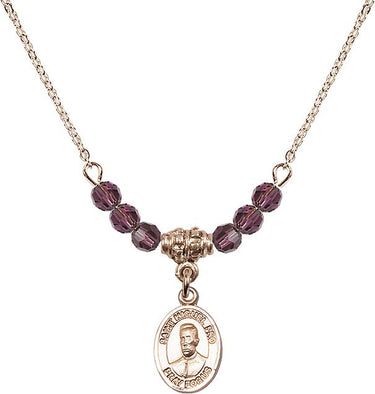 Blessed Miguel Pro Birthstone Necklace | 1/2 inch | 4mm Beads