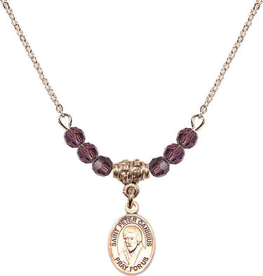 Saint Peter Canisius Birthstone Necklace | 1/2 inch | 4mm Beads