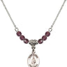 Saint Eligius of Noyon Birthstone Necklace | 1/2 inch | 4mm Beads  Amethyst Sterling Silver
