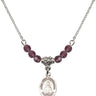 Saint Lydia Purpuraria Birthstone Necklace | 1/2 inch | 4mm Beads  Amethyst Sterling Silver