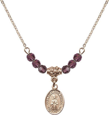Collar de la Virgen de la Rosa Mística con Piedra de Nacimiento | 1/2 pulgada | Cuentas de 4 mm