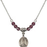 Our Lady of Kibeho Birthstone Necklace | 1/2 inch | 4mm Beads  Amethyst Sterling Silver
