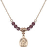 Saint Theodore Stratelates Birthstone Necklace | 1/2 inch | 4mm Beads  Amethyst 14kt Gold Filled