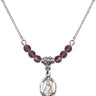 Saint Lucy Birthstone Necklace | 1/2 inch | 4mm Beads  Amethyst Sterling Silver