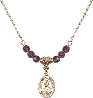 Saint Andre Bessette Birthstone Necklace | 1/2 inch | 4mm Beads