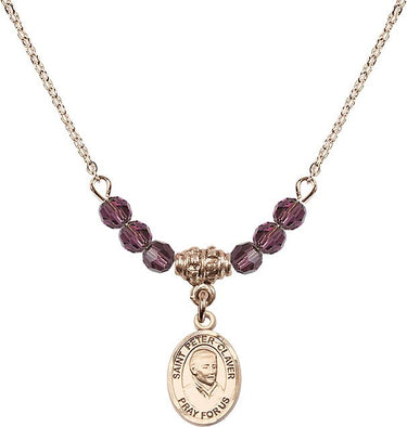Saint Peter Claver Birthstone Necklace | 1/2 inch | 4mm Beads