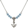 Holy Spirit Birthstone Necklace | 1/2 inch | 4mm Beads  Aqua Sterling Silver