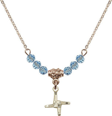 Saint Brigid of Ireland Cross Birthstone Necklace | 1/2 inch