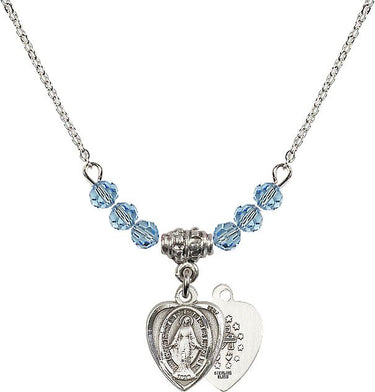 Miraculous Medal Birthstone Necklace for Women | 1/2 inch
