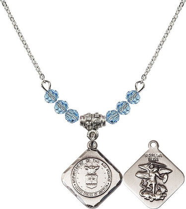 St. Michael Air Force Diamond Birthstone Necklace | 3/4 inch