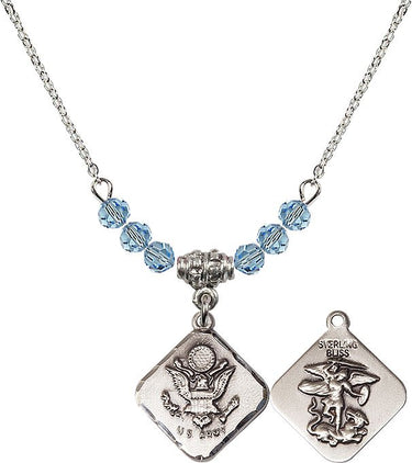 St. Michael Army Diamond Birthstone Necklace | 3/4 inch