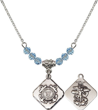 St. Michael Coast Guard Diamond Birthstone Necklace | 3/4 inch