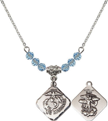 St. Michael Marines Diamond Birthstone Necklace | 3/4 inch