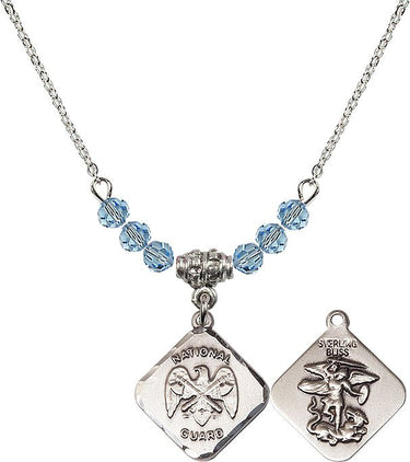 St. Michael Nat'l Guard Diamond Birthstone Necklace | 3/4 inch