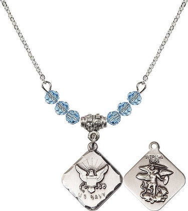 St. Michael Navy Diamond Birthstone Necklace | 3/4 inch