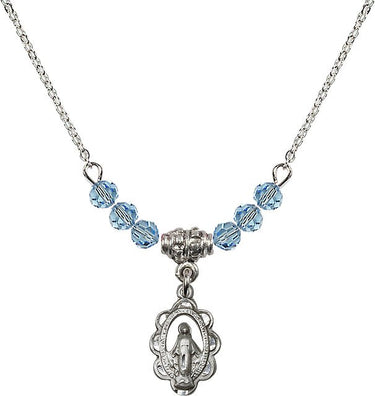 Sterling Miraculous Medal Birthstone Necklace | 1/2 inch | 4mm Beads | N20-1610
