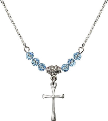 Maltese Cross Birthstone Necklace | 3/4 inch | 4mm Beads