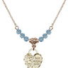 Saint Michael the Archangel Birthstone Necklace | 5/8 inch | 4mm Beads  Aqua 14kt Gold Filled