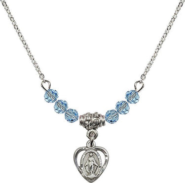 Miraculous Medal Birthstone Necklace | 3/8 inch | 4mm Beads
