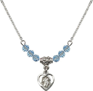Sterling Guardian Angel Birthstone Necklace | 3/8 inch | 4mm Beads