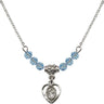 Saint Anne Birthstone Necklace | 3/8 inch | 4mm Beads  Aqua Sterling Silver