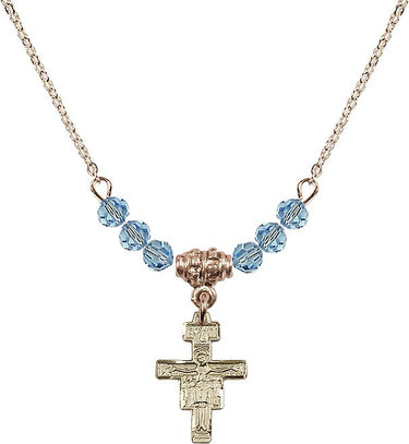 San Damiano Crucifix Birthstone Necklace | 5/8 inch | 4mm Beads