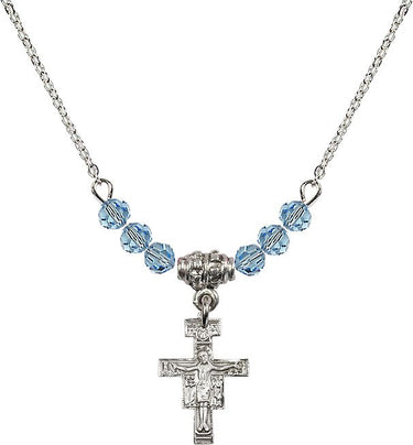 San Damiano Crucifix Birthstone Necklace | 5/8 inch | 4mm Beads