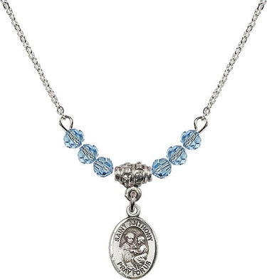Saint Anthony Birthstone Necklace | 1/2 inch | 4mm Beads