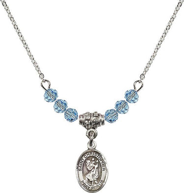 St. Christopher Birthstone Necklace | 1/2 inch | 4mm Beads