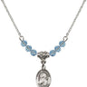 Saint Dorothy Birthstone Necklace | 1/2 inch | 4mm Beads  Aqua Sterling Silver