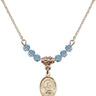 Saint Francis Xavier Birthstone Necklace | 1/2 inch | 4mm Beads  Aqua 14kt Gold Filled
