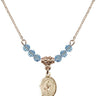 Saint Genesius of Rome Birthstone Necklace | 1/2 inch | 4mm Beads  Aqua 14kt Gold Filled