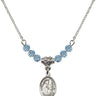 Saint Mary Magdalene Birthstone Necklace | 1/2 inch | 4mm Beads  Aqua Sterling Silver